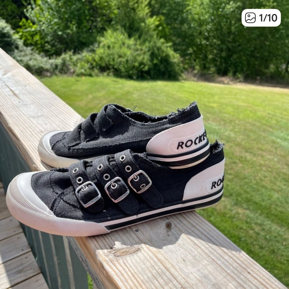 Rocket Dog Jolissa Aviator Distressed Black Fashion Sneakers Womens Size 10 With